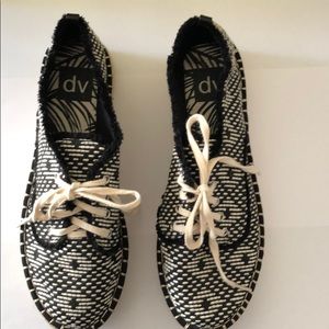 DV Black and White Knit-Style Espadrilles